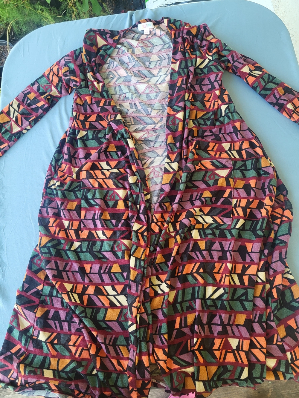 Multicolor Geometric Open-Front Women's Cardigan Jacket
